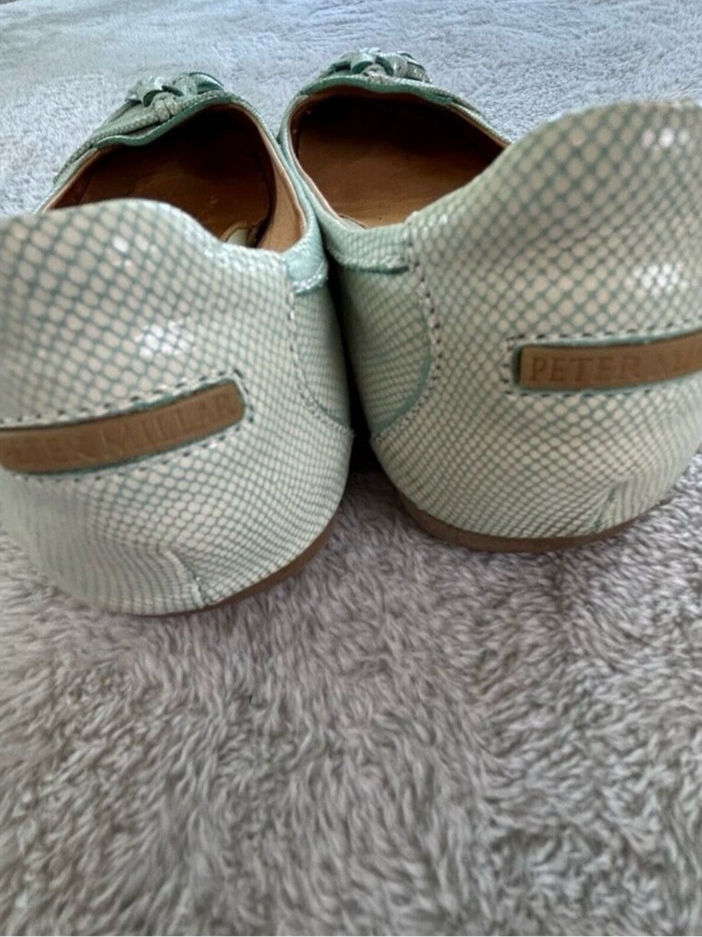 Peter Millar Mint Green Patent Leather Golf Loafers Womens 8M Snake Skin Tassel - Picture 6 of 8